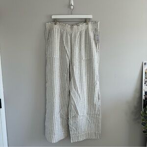 Time And Tru White Black Striped Wide Leg Linen Pant Size XL NWT